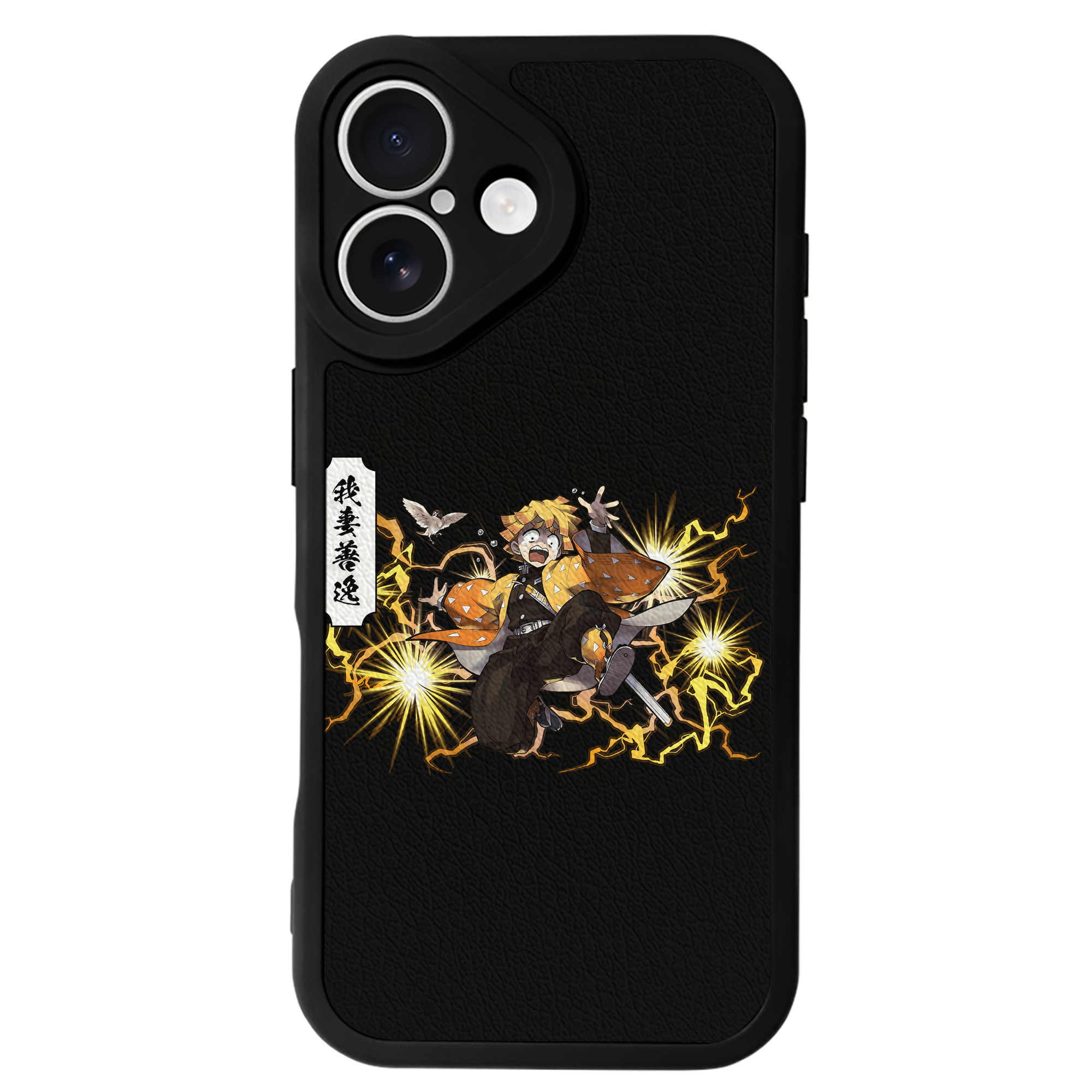 （画像用） 鬼滅の刃（きめつのやいば）我妻 善逸／あがつま ぜんいつ Agatsuma Zenitsu 【iPhone 16シリーズ対応】シリコンスマホケース（レザー調） 材質：シリコン